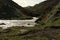 Rushing water of Heddon valley following heavy rainfall