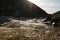 Rushing water of Heddon valley following heavy rainfall