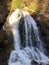 Rushing waterfall cascading down over rocks