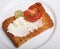 Rusk cheese and tomato horizontal