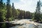 Ruskeala Falls. Wonderful natural park in northern Russia, Republic of Karelia.