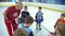 Russia, 2017 Coach children`s hockey team teaches children