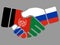 Russia and Afghanistan flags Handshake vector