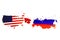 Russia against USA political concept. America vs Russian Federation illustration