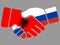 Russia and Albania flags Handshake vector