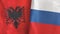 Russia and Albania two flags textile cloth 3D rendering