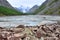 Russia, Altai Republic. The disappeared lake Maashey in rainy day