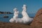 Russia. April 11, 2021. Unusual snow figures from a melted ice floe.