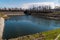 Russia. April 28, 2021. A dock pool for draining water in Kronstadt.