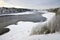 Russia, Arkhangelsk region, Plesetsky district, Onega river in winter cloudy  day