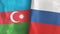Russia and Azerbaijan two flags textile cloth 3D rendering