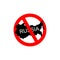 Russia banned. Stop Russian aggressors. Red forbidding sign for