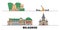 Russia, Belgorod flat landmarks vector illustration. Russia, Belgorod line city with famous travel sights, skyline