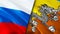 Russia and Bhutan flags. 3D Waving flag design. Russia Bhutan flag, picture, wallpaper. Russia vs Bhutan image,3D rendering.