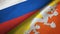 Russia and Bhutan two flags textile cloth, fabric texture