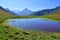 Russia, Caucasus, Arkhyz. Small unnamed lake on the plateau Gabulu in summer