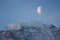 Russia, Caucasus, moon over glacier of Donguz-Orun