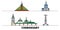 Russia, Cheboksary flat landmarks vector illustration. Russia, Cheboksary line city with famous travel sights, skyline