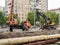 Russia, Chelyabinsk 08/02/2020 Laying and replacement of water supply pipes, construction equipment for the repair of communicatio