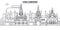 Russia, Chelyabinsk architecture line skyline illustration. Linear vector cityscape with famous landmarks, city sights