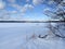 Russia, Chelyabinsk region. Nature monument - lake Uvildy in January in sunny day