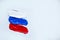 Russia. children draw the Russian flag. day of Russia and the flag. paint And brush for creativity. the patriotism of
