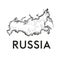 Russia Country Line or Bounds Map Vector Illustration