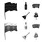 Russia, country, vodka,accordion .Russia country set collection icons in black,monochrom style vector symbol stock