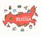 Russia Design Template Line Icon Welcome Concept and Map. Vector