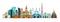 Russia detailed panoramic street vector art. Cartoon flat style