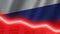 Russia economic downturn red negative neon line light. Business and financial money market crisis concept, 3D Illustration