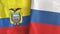 Russia and Ecuador two flags textile cloth 3D rendering
