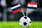 Russia - Egypt, Group A, Tuesday, 19. June, Football, World Cup, Russia 2018, National Flags on green grass, white football ball