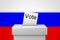 Russia election ballot box and voting paper. 3D Rendering