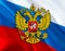 Russia emblem on Russian Federation flag design on Russia background, 3d rendering. Russia Flag Background for Russian Holidays.