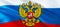 Russia emblem on Russian Federation flag design on Russia background, 3d rendering. Russia Flag Background for Russian Holidays.