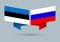 Russia and Estonia flags. Russian and Estonian national symbols. Vector illustration.