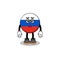 russia flag cartoon with fatigue gesture