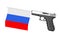 Russia Flag Comming Out from Modern Gun. 3d Rendering