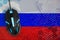 Russia flag and computer mouse. Digital threat, illegal actions on the Internet