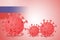 Russia flag with coronavirus  disease COVID-19 infection medical illustration,3D illustration