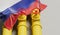 Russia flag covering an oil and gas fuel pipe line. Oil industry concept. 3D Rendering