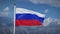Russia flag flying in the sunny sky - video animation