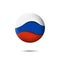 Russia flag icon in the shape of circle. Waving in the wind. Abstract waving flag of russia. Russian tricolor. Paper cut style