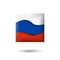 Russia flag icon in the shape of square. Waving in the wind. Abstract waving russia flag. Russian tricolor. Paper cut style