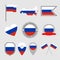 Russia flag icons set, Russian federation national flag symbols