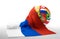 Russia flag soccer ball 3d rendering flags