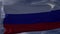 Russia flag waving in the wind. Realistic flag background. Thundercloud background