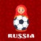 Russia Football Symbol Isolated on Red Backdrop