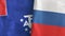 Russia and French Southern and Antarctic Lands two flags cloth 3D rendering